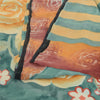 Sanskriti Vintage Pure Georgette Silk Gray & Orange Printed Saree 5Yd Craft Fabric Floral Recycled For Quilting, Home Decor For Upcyclers