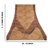 Sanskriti Vintage Sarees Brown Hand Beaded Print Pure Georgette Silk Sari Sustainable Fabric