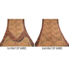 Sanskriti Vintage Sarees Brown Hand Beaded Print Pure Georgette Silk Sari Sustainable Fabric
