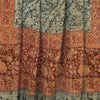 Sanskriti Vintage Sari 100% Pure Georgette Silk Green Printed aSarees 5Yd Craft Fabric Create-Floral Dresses, Kaftans, Skirts, Tops