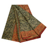 Sanskriti Vintage Sari 100% Pure Georgette Silk Green Printed aSarees 5Yd Craft Fabric Create-Floral Dresses, Kaftans, Skirts, Tops