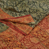 Sanskriti Vintage Sari 100% Pure Georgette Silk Green Printed aSarees 5Yd Craft Fabric Create-Floral Dresses, Kaftans, Skirts, Tops