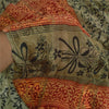 Sanskriti Vintage Sari 100% Pure Georgette Silk Green Printed aSarees 5Yd Craft Fabric Create-Floral Dresses, Kaftans, Skirts, Tops