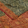 Sanskriti Vintage Sari 100% Pure Georgette Silk Green Printed aSarees 5Yd Craft Fabric Create-Floral Dresses, Kaftans, Skirts, Tops