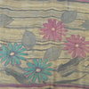 Sanskriti Vintage Sarees Pale Cream Pure Georgette Silk Print Sari Craft Sustainable Fabric
