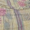 Sanskriti Vintage Sarees Pale Cream Pure Georgette Silk Print Sari Craft Sustainable Fabric