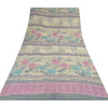 Sanskriti Vintage Sarees Pale Cream Pure Georgette Silk Print Sari Craft Sustainable Fabric