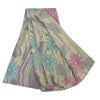 Sanskriti Vintage Sarees Pale Cream Pure Georgette Silk Print Sari Craft Sustainable Fabric