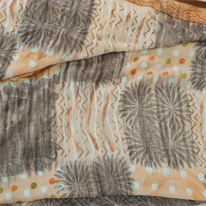 Sanskriti Vintage Sarees Multi Pure Georgette Silk Printed Sari 5YD Craft Sustainable Fabric