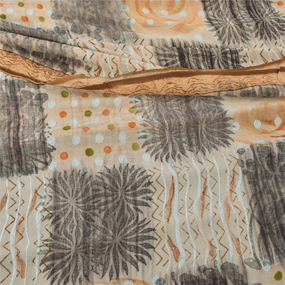 Sanskriti Vintage Sarees Multi Pure Georgette Silk Printed Sari 5YD Craft Sustainable Fabric