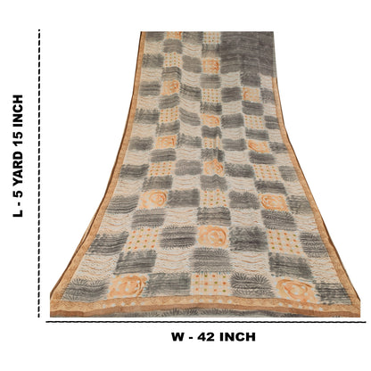 Sanskriti Vintage Sarees Multi Pure Georgette Silk Printed Sari 5YD Craft Sustainable Fabric