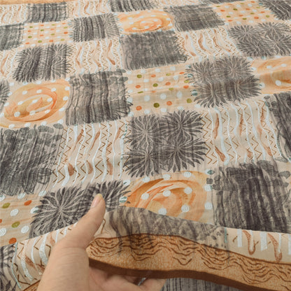 Sanskriti Vintage Sarees Multi Pure Georgette Silk Printed Sari 5YD Craft Sustainable Fabric