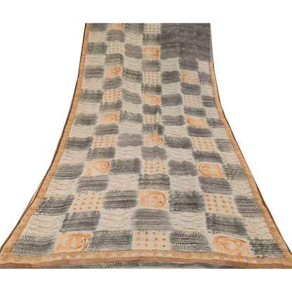 Sanskriti Vintage Sarees Multi Pure Georgette Silk Printed Sari 5YD Craft Sustainable Fabric