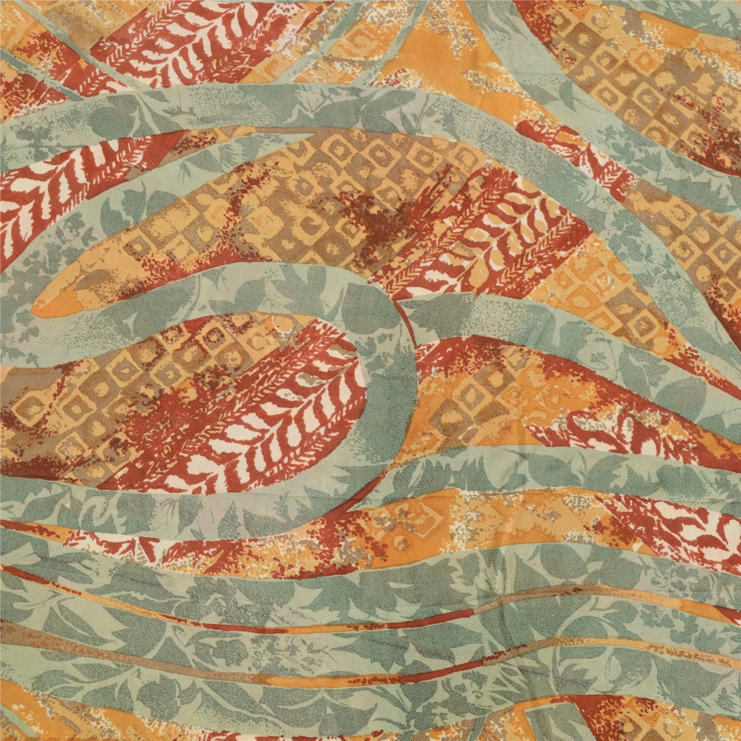 Sanskriti Vintage Sarees Safran Ren Georgette Silke Trykt Sari Håndværk Bæredygtigt Stoff