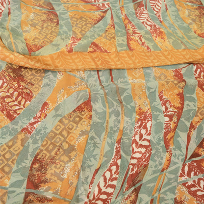 Sanskriti Vintage Sarees Safran Ren Georgette Silke Trykt Sari Håndværk Bæredygtigt Stoff