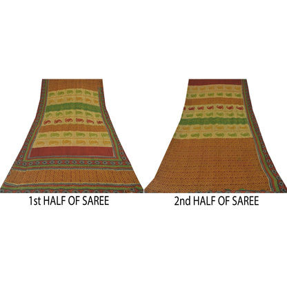 Sanskriti Vintage Sarees Multi Blend Georgette Printed Sari Floral Craft Sustainable Fabric