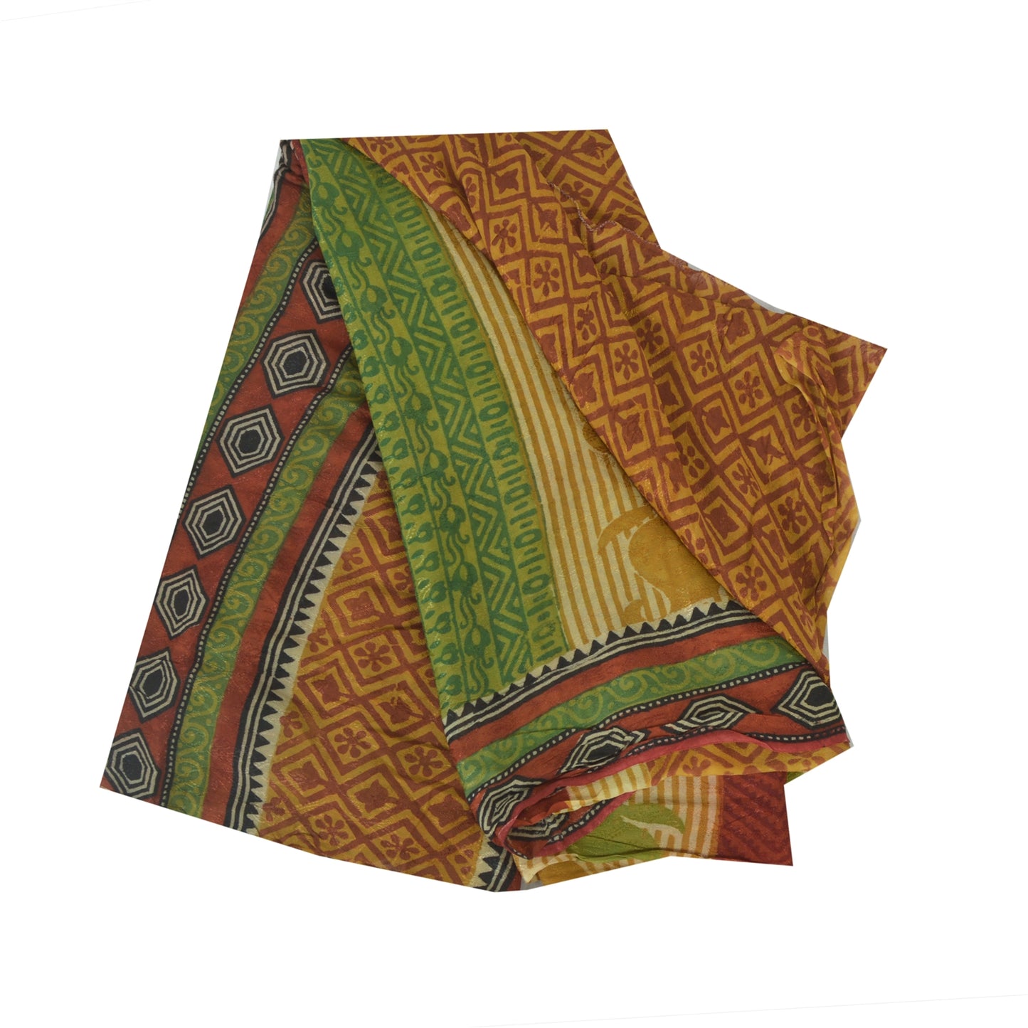 Sanskriti Vintage Sarees Multi Blend Georgette Printed Sari Floral Craft Sustainable Fabric