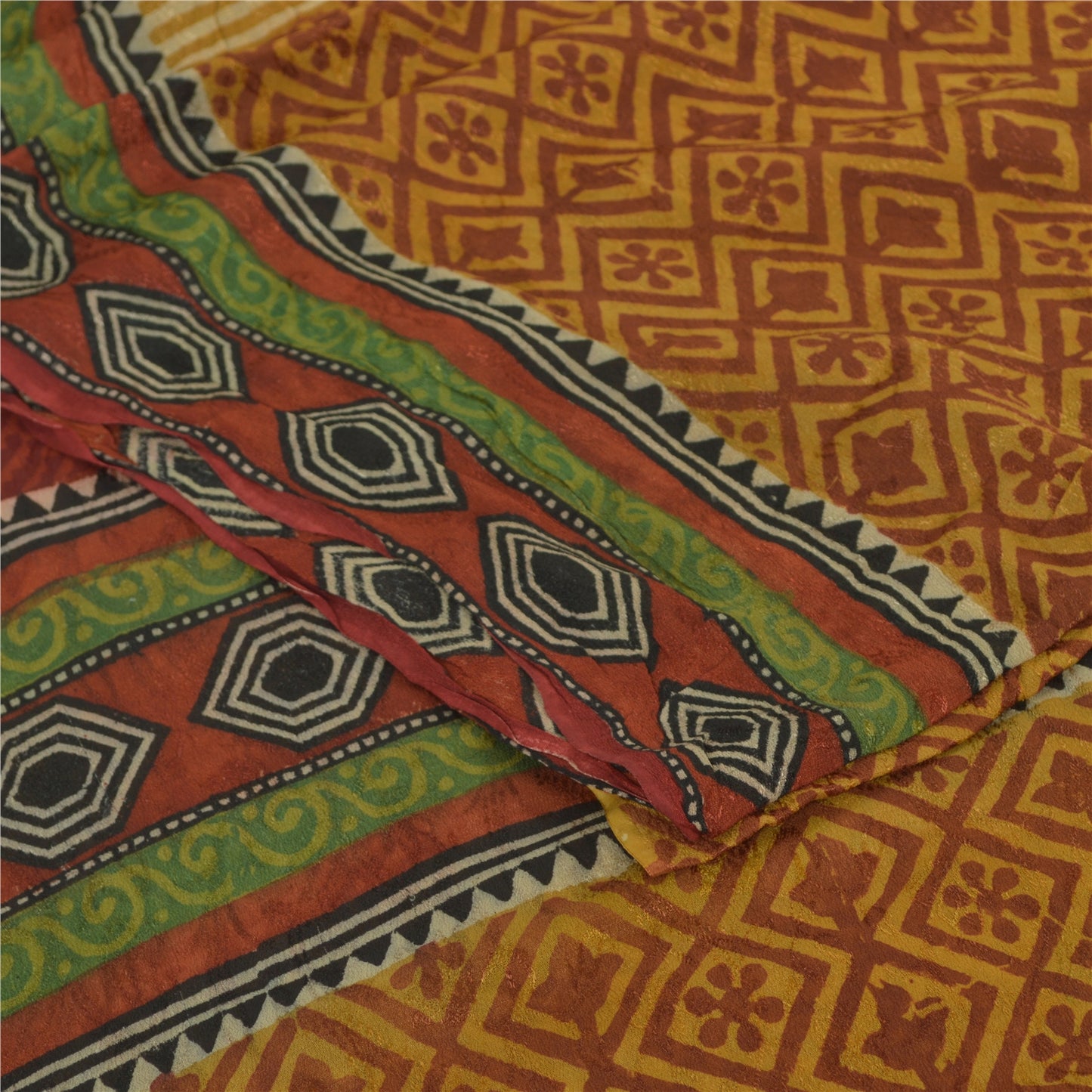 Sanskriti Vintage Sarees Multi Blend Georgette Printed Sari Floral Craft Sustainable Fabric