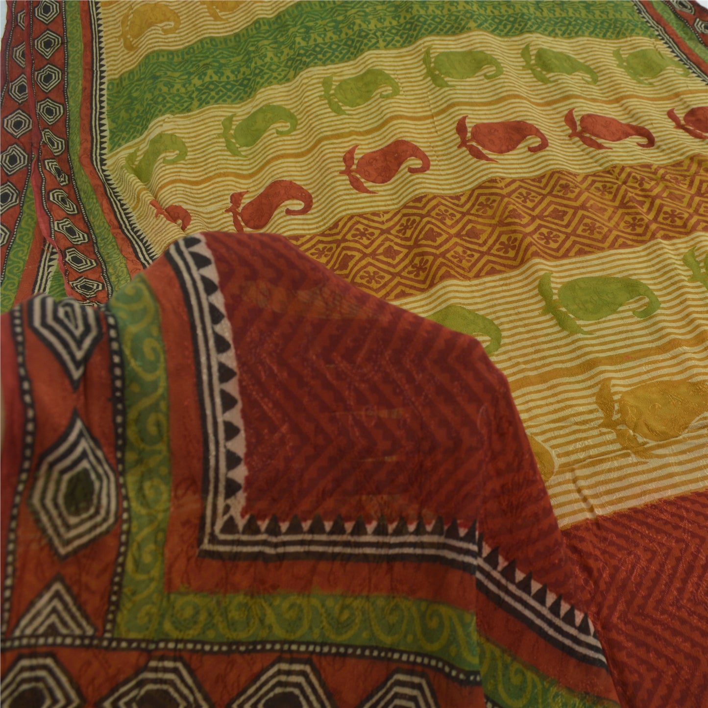 Sanskriti Vintage Sarees Multi Blend Georgette Printed Sari Floral Craft Sustainable Fabric