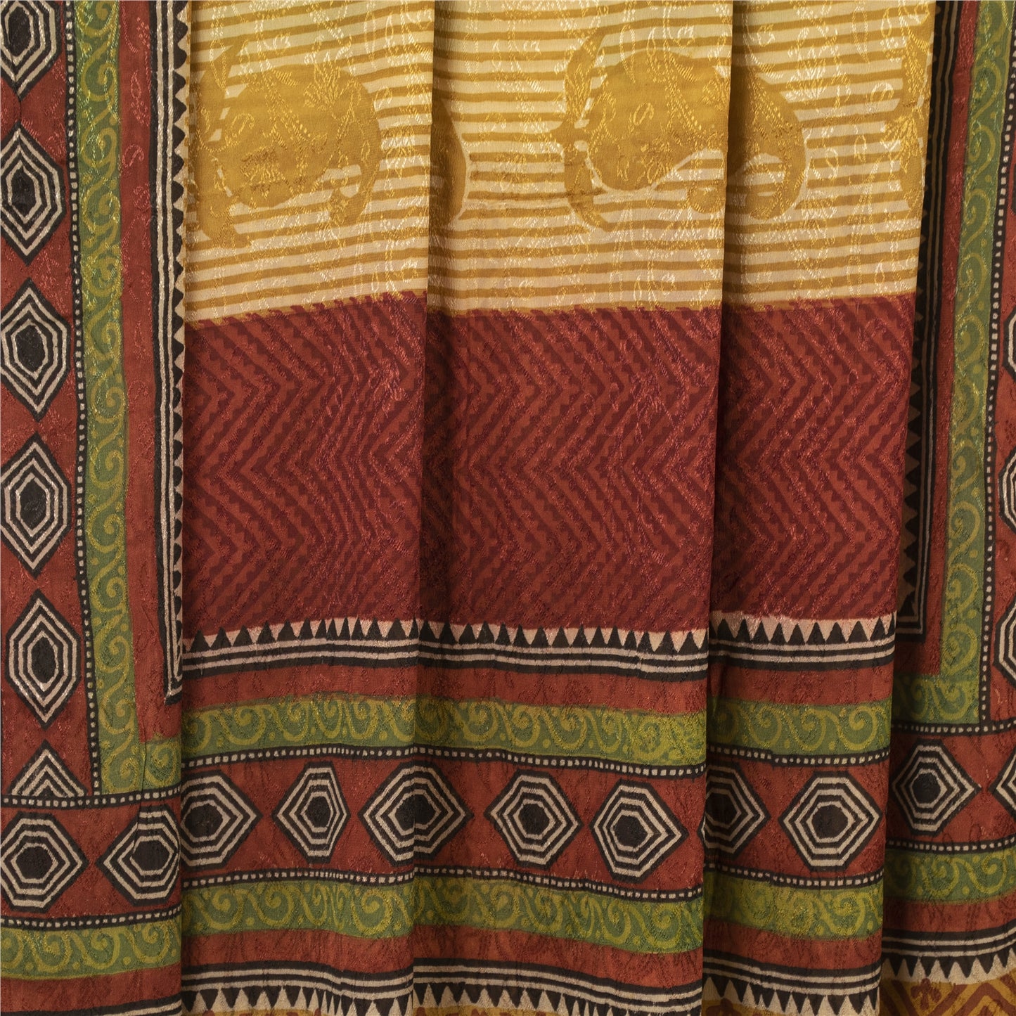Sanskriti Vintage Sarees Multi Blend Georgette Printed Sari Floral Craft Sustainable Fabric
