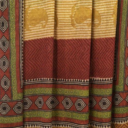 Sanskriti Vintage Sarees Multi Blend Georgette Printed Sari Floral Craft Sustainable Fabric