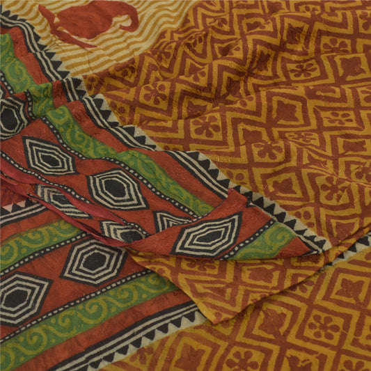 Sanskriti Vintage Sarees Multi Blend Georgette Trykt Sari Blomsterhåndværk Bæredygtigt Stoff