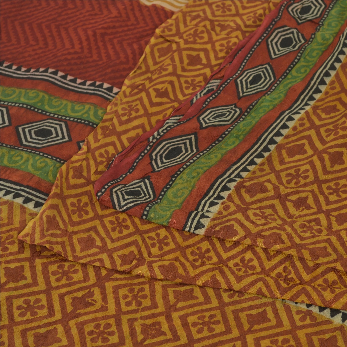 Sanskriti Vintage Sarees Multi Blend Georgette Printed Sari Floral Craft Sustainable Fabric