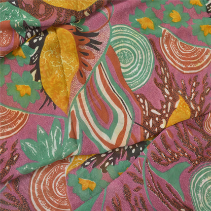 Sanskriti Vintage Blend Georgette Purple Printed Sarees 5 YD Floral Craft Fabric upholstery fabric