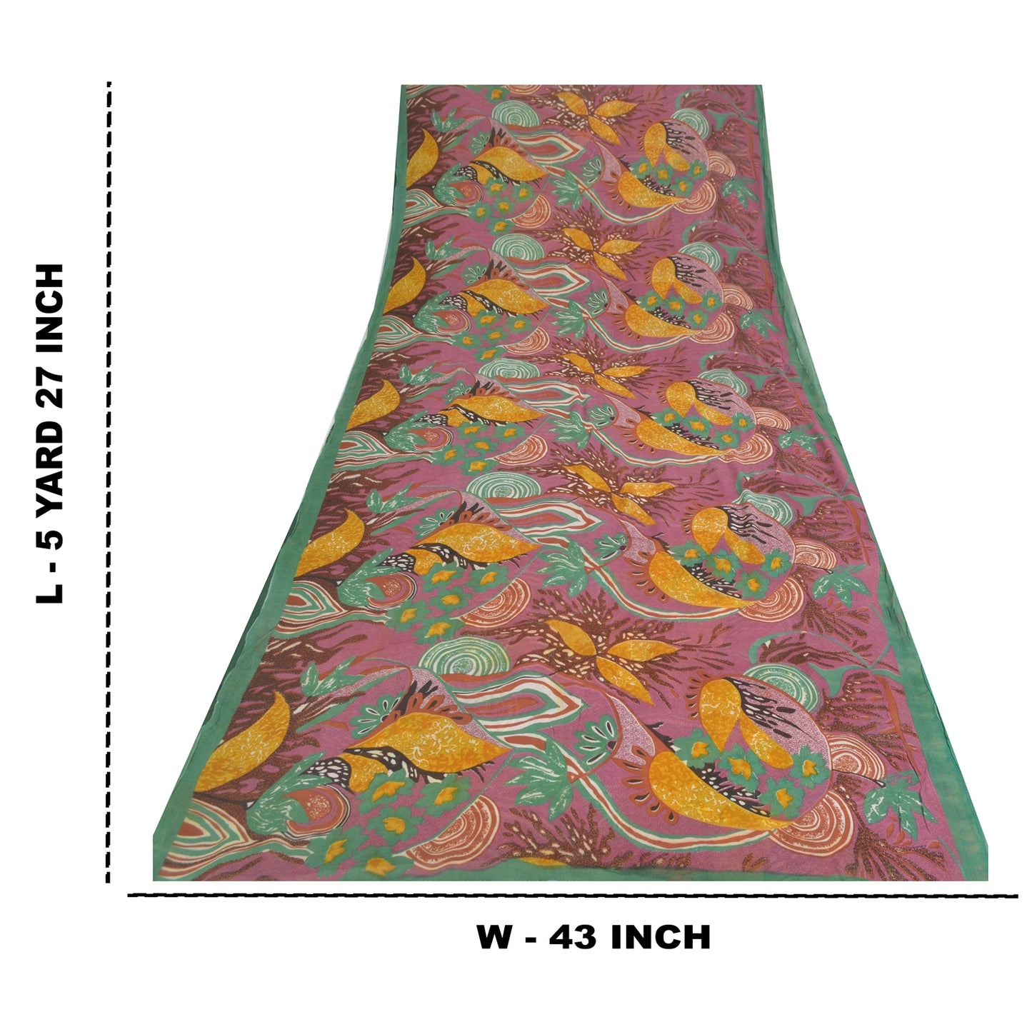 Sanskriti Vintage Blend Georgette Purple Printed Sarees 5 YD Floral Craft Fabric upholstery fabric