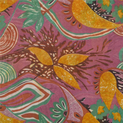 Sanskriti Vintage Blend Georgette Purple Printed Sarees 5 YD Floral Craft Fabric upholstery fabric