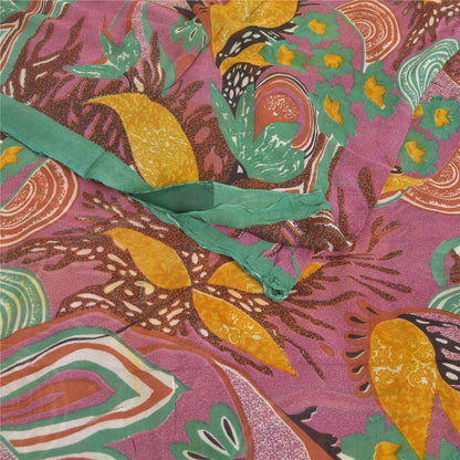 Sanskriti Vintage Blend Georgette Purple Printed Sarees 5 YD Floral Craft Fabric upholstery fabric