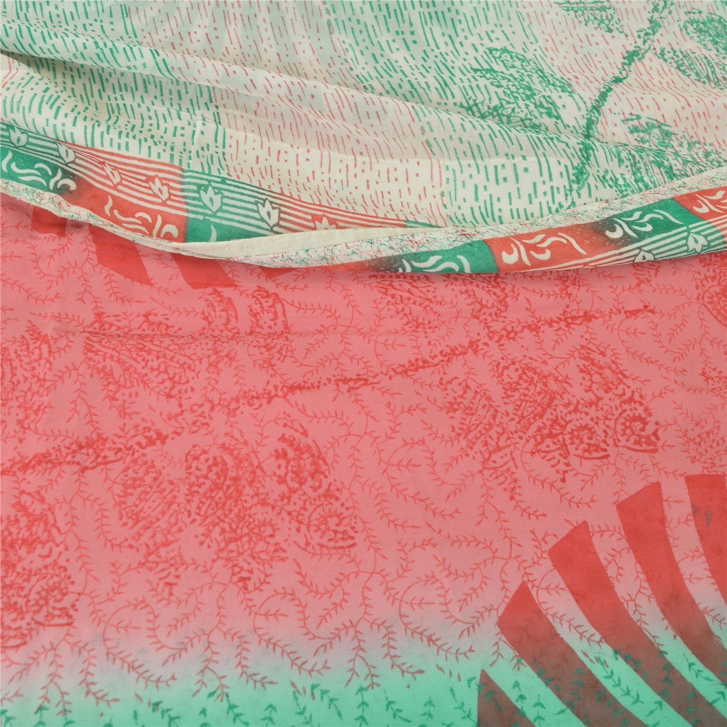Sanskriti Vintage 100% Pure Georgette Silk Multicolor Floral Printed Saree 5Yd Craft Fabric Bohemian Fabric For Dressmaking,Craft Supplie