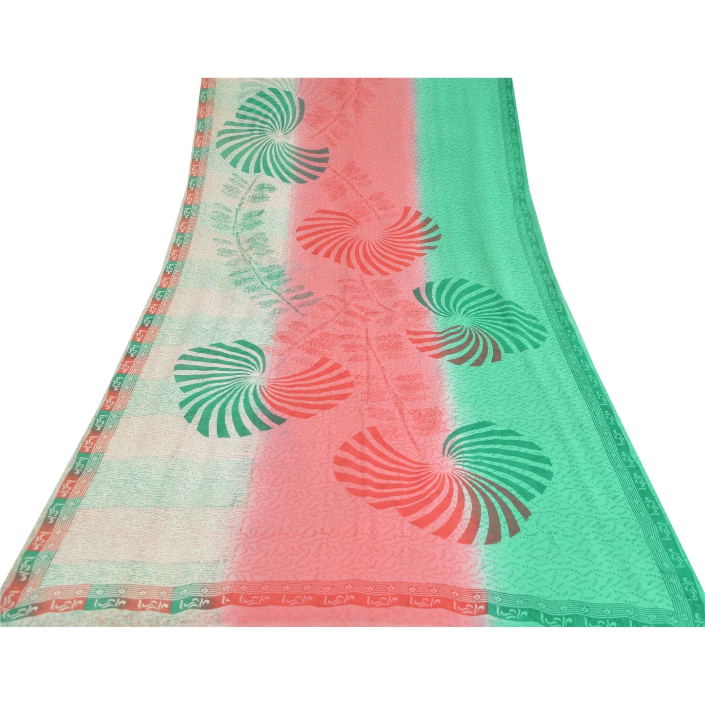 Sanskriti Vintage 100% Pure Georgette Silk Multicolor Floral Printed Saree 5Yd Craft Fabric Bohemian Fabric For Dressmaking,Craft Supplie