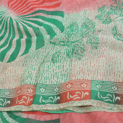 Sanskriti Vintage 100% Pure Georgette Silk Multicolor Floral Printed Saree 5Yd Craft Fabric Bohemian Fabric For Dressmaking,Craft Supplie