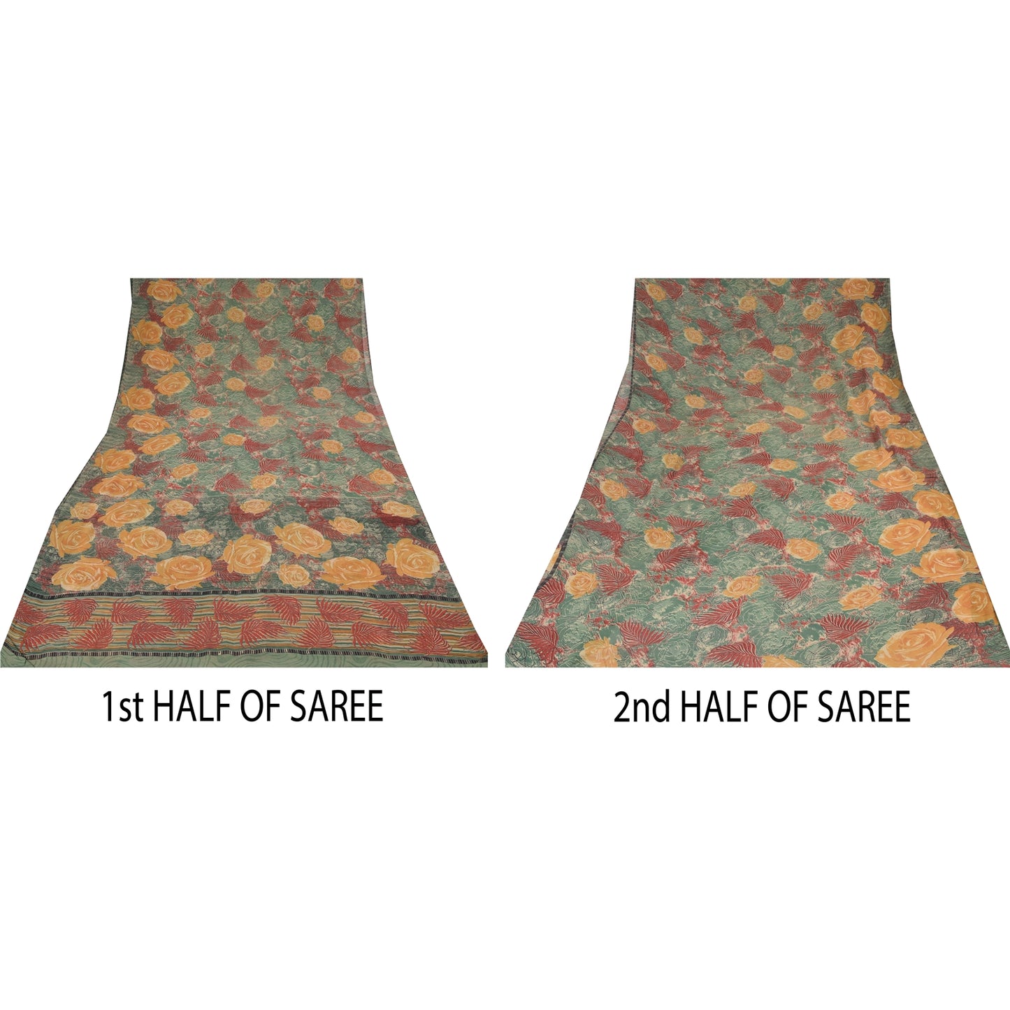 Sanskriti Vintage Sarees Multi Pure Georgette Silk Printed Sari 5yd Craft Sustainable Fabric