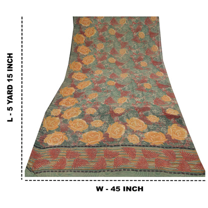 Sanskriti Vintage Sarees Multi Pure Georgette Silk Printed Sari 5yd Craft Sustainable Fabric