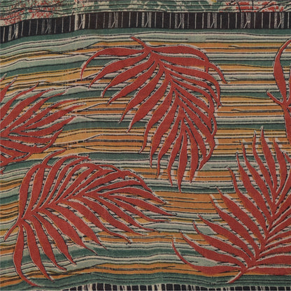 Sanskriti Vintage Sarees Multi Pure Georgette Silk Printed Sari 5yd Craft Sustainable Fabric