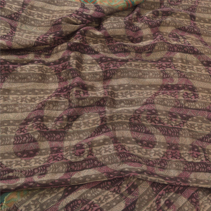 Sanskriti Vintage Blend Georgette Indian Purple Woven Printed Sarees 5 Yd Fabric Bohemian Fabric For Dressmaking,Upcyclers