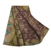 Sanskriti Vintage Blend Georgette Indian Purple Woven Printed Sarees 5 Yd Fabric Bohemian Fabric For Dressmaking,Upcyclers