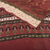 Sanskriti Vintage 100% Pure Georgette Silk Dark Red Printed Sarees 5 YD Craft Fabric Bohemian Fabric For Dressmaking,Upcyclers