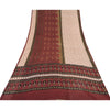 Sanskriti Vintage 100% Pure Georgette Silk Dark Red Printed Sarees 5 YD Craft Fabric Bohemian Fabric For Dressmaking,Upcyclers