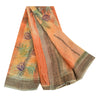 Sanskriti Vintage Peach Sarees Blend Georgette Printed Sari Craft 5 Yard Sustainable Fabric