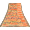 Sanskriti Vintage Peach Sarees Blend Georgette Printed Sari Craft 5 Yard Sustainable Fabric