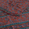 Sanskriti Vintage 100% Pure Georgette Silk Dark Red Printed Saree 5 Yd Craft Fabric Floral Recycled For Quilting Felting, Home Decor