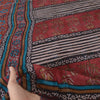 Sanskriti Vintage 100% Pure Georgette Silk Dark Red Printed Saree 5 Yd Craft Fabric Floral Recycled For Quilting Felting, Home Decor