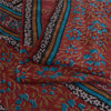 Sanskriti Vintage 100% Pure Georgette Silk Dark Red Printed Saree 5 Yd Craft Fabric Floral Recycled For Quilting Felting, Home Decor