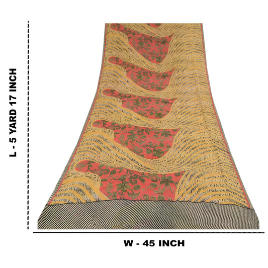 Sanskriti Vintage 100% Pure Georgette Silk Multicolor Indian Printed Sarees 5 Yd Craft Fabric Bohemian Fabric For Dressmaking,Upcyclers