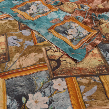 Сари из натурального шелка Sanskriti Vintage, многослойное сари из чистого жоржета, 5 ярдов, ткань для рукоделия, устойчивая к истиранию