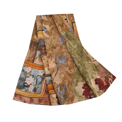 Сари из натурального шелка Sanskriti Vintage, многослойное сари из чистого жоржета, 5 ярдов, ткань для рукоделия, устойчивая к истиранию