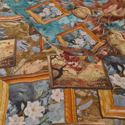Сари из натурального шелка Sanskriti Vintage, многослойное сари из чистого жоржета, 5 ярдов, ткань для рукоделия, устойчивая к истиранию